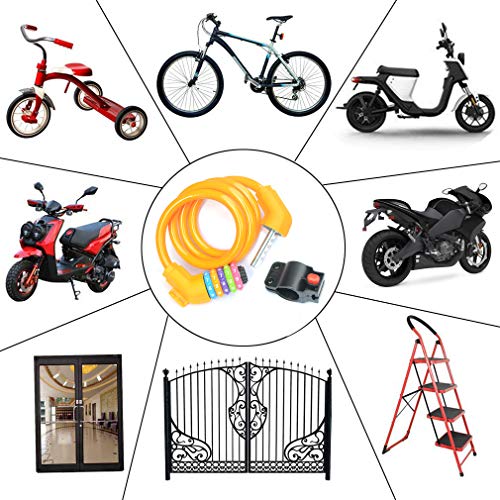 Zhege Bike Lock Cable - Self Coiling Resettable, 5 Digit Combination Lock With Mounting Bracket For Bicycle Outdoors, 1.1Mx12Mm #TOP6