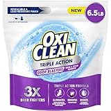 OxiClean Triple Action Odor Blasters Odor and Stain Remover Powder, Use with Detergent, Eliminates Tough Odors and Removes Stains, Color Safe and Chlorine Free, 6.5 lbs