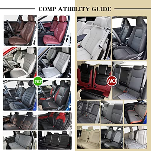 Sanwom Universal Leather Seat Covers Full Set Waterproof Car Seat Protectors, Anti-Slip, Airbag Compatible, Leatherette Automotive Cover For Most Sedans Suv Pick-Up Truck, Beige 5 Pcs #TOP5