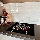 KitchenYeah© Induction Hob Protector Mat 20.1"x23.2" / 59x51 cm Stove Cap Top Cover Kitchen Cooker Covers for Electric Hobs Vinyl Red Wine - White Wine - Glass - Black - Image 5