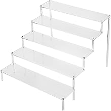 Clear Acrylic Display Case with 5 Levels, Display Case for Action Figures, Nail Polish, Dolls, Cosmetics (30 x 34.5 x 25 cm)