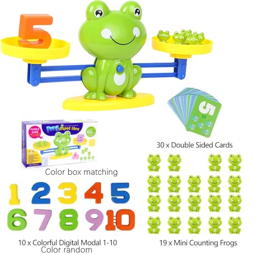 Lernspielzeug Mathe-Spiel, Zählen und Rechnen Lernen Frosch Lernspielzeug, Spielzeug für Kinder mit Waage und Zubehör, Lernspiele Kinderspielzeug Geschenk für Jungen Mädchen ab 3 Jahre