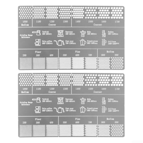 Tarjeta guía de tamaño de molido de café, ayuda de preparación de acero inoxidable para los amantes del espresso, herramienta de referencia de escala de molinillo ajustable para baristas domésticos (2
