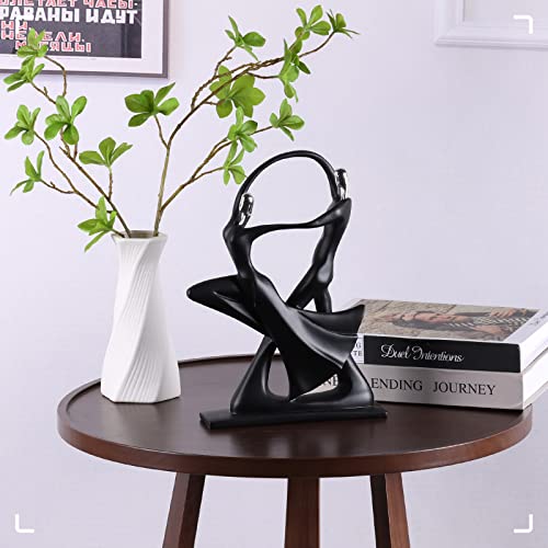 Creative Fashion Dance Couple Statues Modern Abstract Art Golfer Decorative Small Statue Home Hotel Decorative Sculpture Wedding Gifts (Handshake - Black Silver) #TOP2