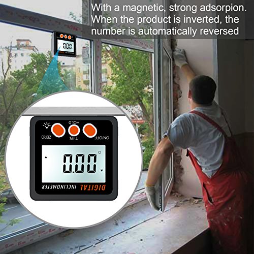 AMTOVLEU 0-360° Inclinometro Goniometro Digitale con LCD Retroilluminazione Magnetico Impermeabile IP54 Mirino Angolare Level Box Tester di Angolo di Inclinazione con Batterie AAA Mini Cacciavite