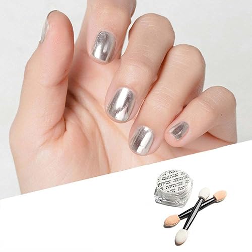 INNICON Espejo en polvo con efecto cromado con 2 pinceles, UVLED semipermanente para arte de uñas, regalo de manicura para Acción de Gracias