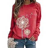 xmiral maglia a maniche lunghe donna camicetta top felpa a maniche lunghe donna moda dandelions o-collo stampa (3xl,3anguria rossa)