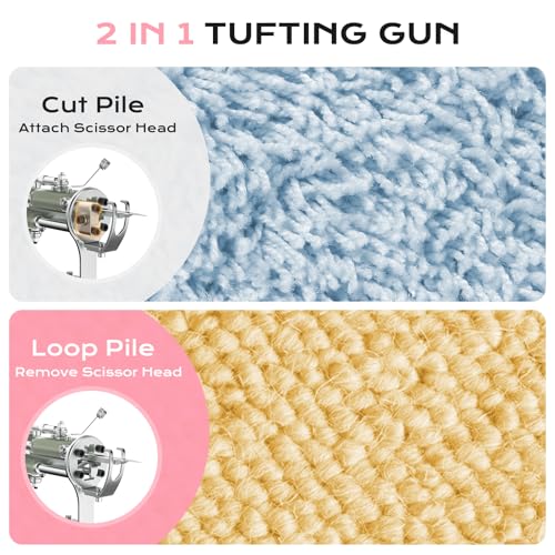 Image of BESGEER Rug Tufting Gun with Carpet Trimmer Kit - Rug Tuft with Tufting Shears, 2 in 1 Cut & Loop Pile Carpet Gun and Carving Clippers, Tufting Machine kit for Beginners(Baby Pink)