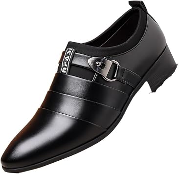 Mens Leather Shoes Business Shoes Korean Style Mens Shoes Large Size Pointed Toe Casual Shoes OxfordsBlack,6.5