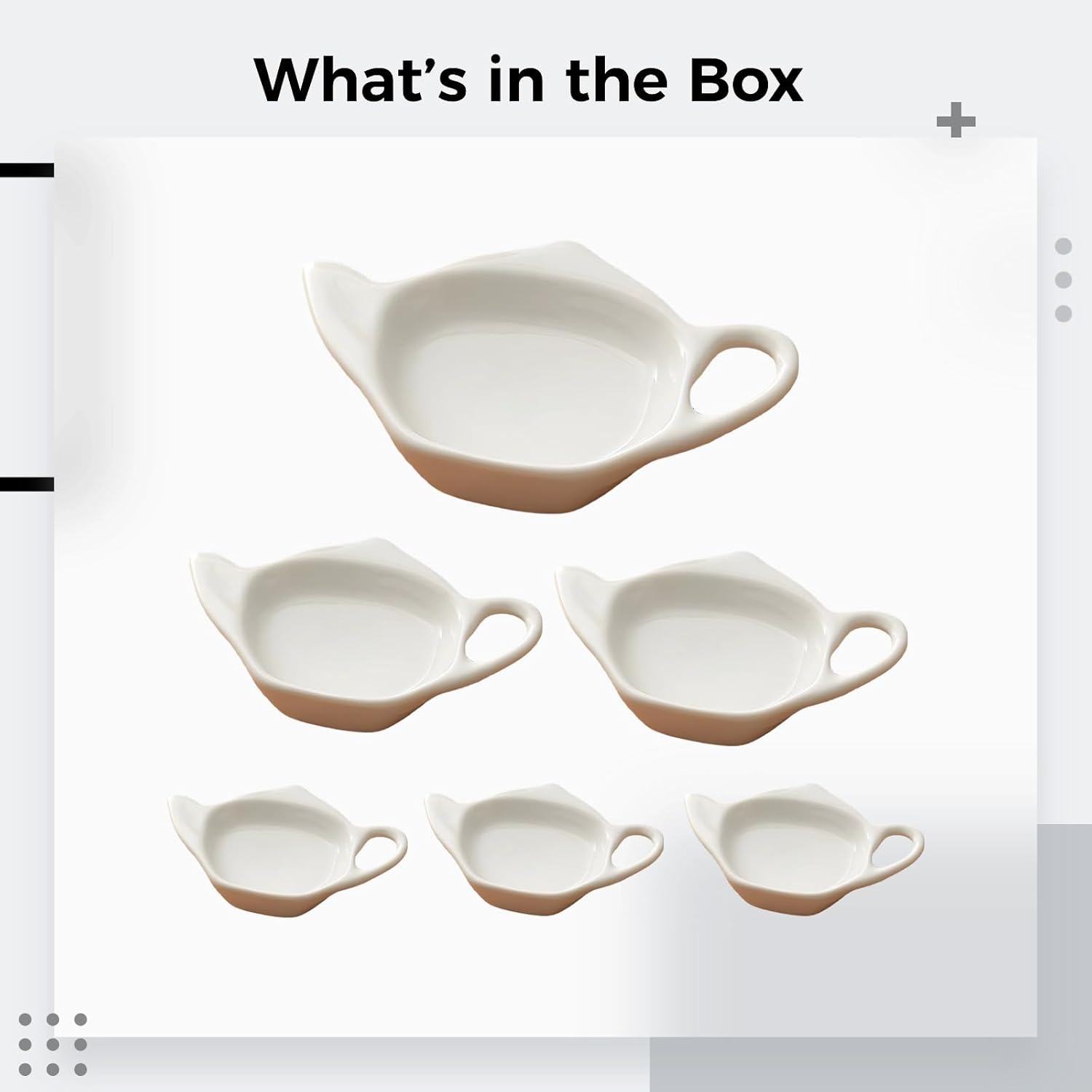 6 Pcs White Ceramic Tea Bag Rests, Teapot Shape, Floral Design, 4.6 X 2.9 in, Ideal for Coffee, Weddings, and Kitchens