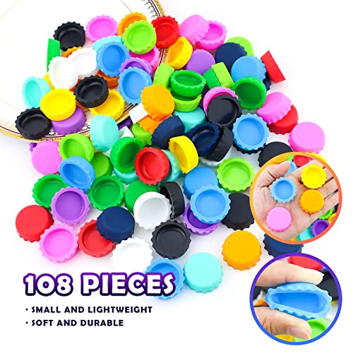 108 Pcs Silicone Rubber Bottle Caps, Leefone 12 Colors Reusable Beer Caps For Home Brewing Beer, Soft Drink, Wine Bottle, Beer Bottle, Soda Bottles Kitchen Gadgets #TOP2