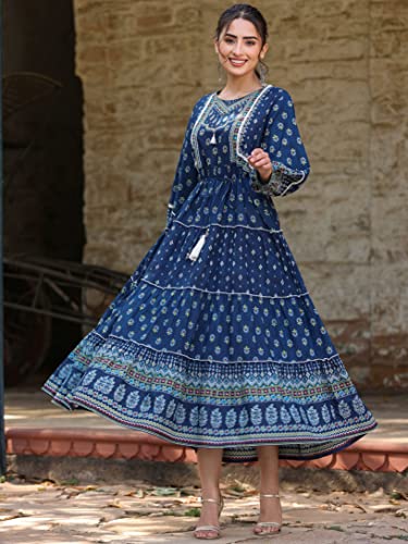 Image of Juniper Women's Navy Printed Tiered Dress