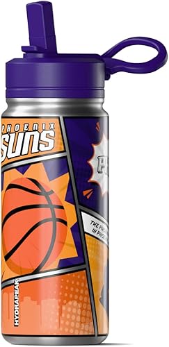 Miniatura 74 de Hydrapeak x NBA Los Angeles Lakers Botella de agua de 591 ml de acero inoxidable, botella deportiva con doble pared aislada con licencia oficial,