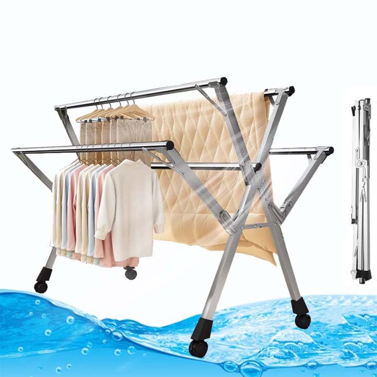Étendoir à linge pliable d'extérieur en acier inoxydable avec 5 barres de 240 cm