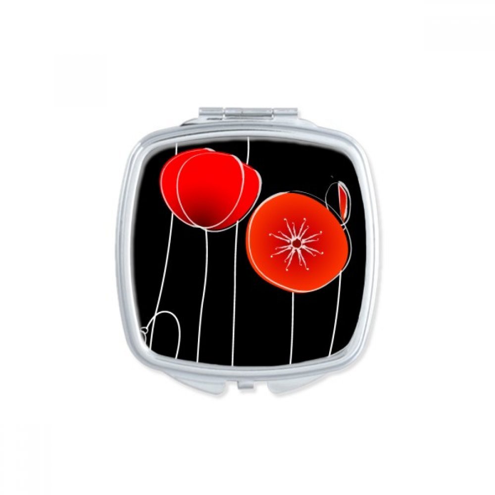 Miroir carré maquillage fleurs pavot rouge cadeau mignon fait main