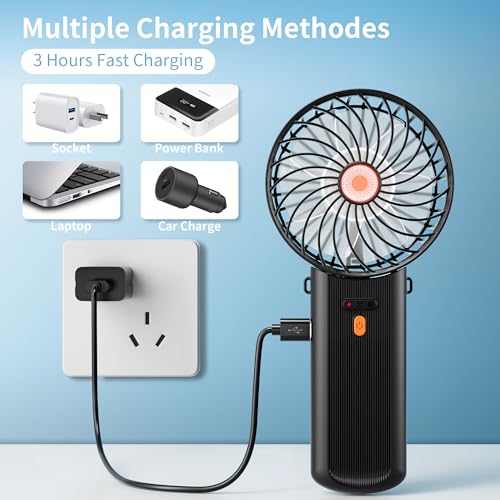 Isfofo AO-818 Mini Handheld Fan 2 Pack, Portable Hand Held Fan For Travel 4 Speeds, Cooling Personal Fans Usb Rechargeable Battery Operated thumb #8