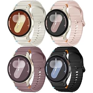 Mastten 4 Pack Sport Straps Compatible with Samsung Galaxy Watch 7 Strap - Soft Silicone Band für Galaxy Watch 6 5 4 Strap 40mm 44mm - No Gap Wave Watchband for 6 Classic / 4 Classic / 5 Pro/FE
