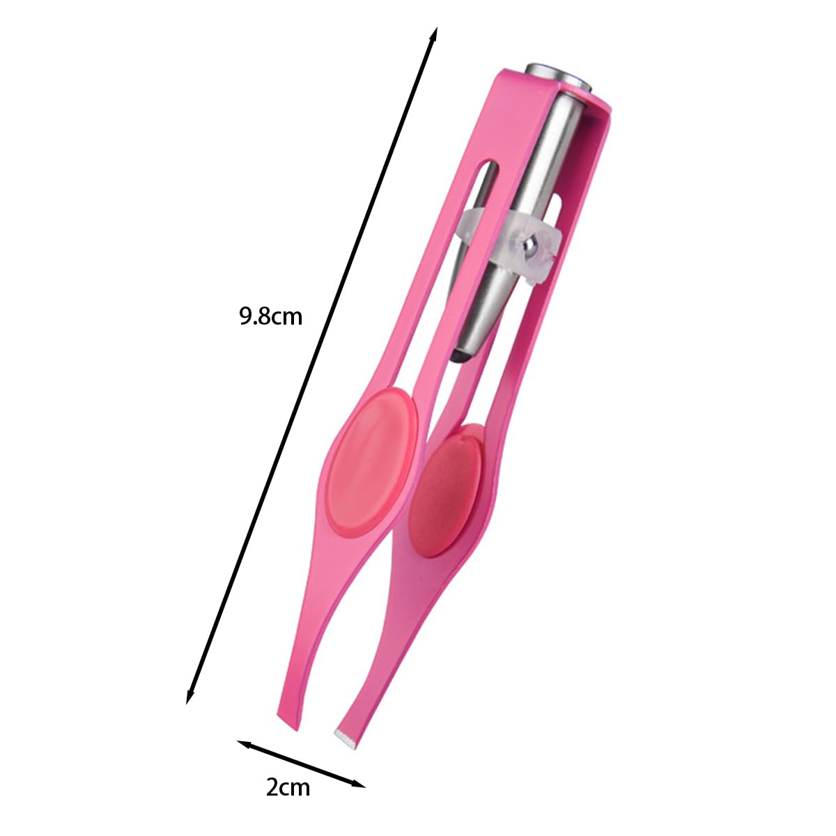 POFET Pinzas de Belleza con luz LED - Set de 2 de Acero Inoxidable para Depilación Precisa de Pestañas y Cejas, con Luz para Hombres y Mujeres (Rosa y Rojo)
