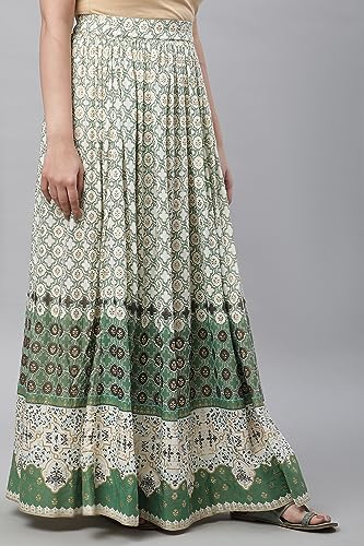 Image of Aurelia Printed Strechable Maxi Skirt for Women | Ankle Length Skirt for Women