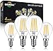 E14 Led Dimmbar Warmweiss, Brimax 4w Led Glühbirne (ersetzt 40 Watt), G45 Led Birne Warmsweiß 2700k, 400lm leuchtmittel E14, klar Glass Filament Fadenlampe, 4er Pack