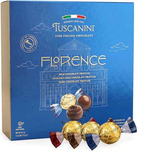 Tuscanini Fine Italian Chocolate Truffles Gift Box (15 Truffles) | Assorted Milk, Dark & Hazelnut...
