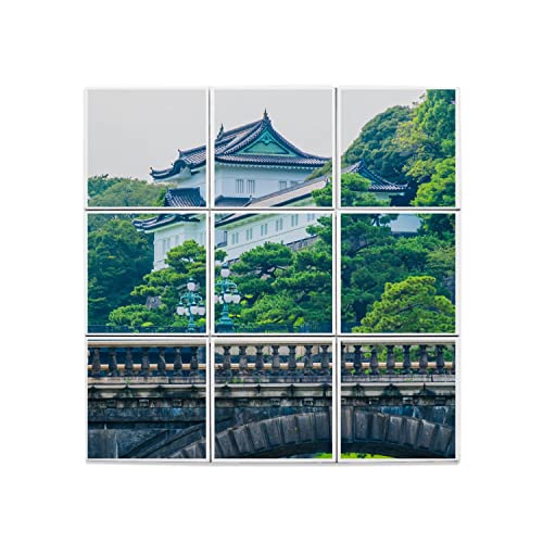 Carreaux Céramique Japon Château Impérial Lot de 9 Décoration Murale 45x45 cm