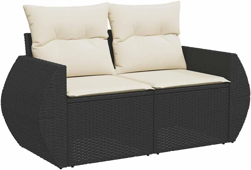 Outdoor Patio Sectional Sofa Couch Garden Sofa Set Black PE Rattan 6 Seater Outdoor Sofa Set