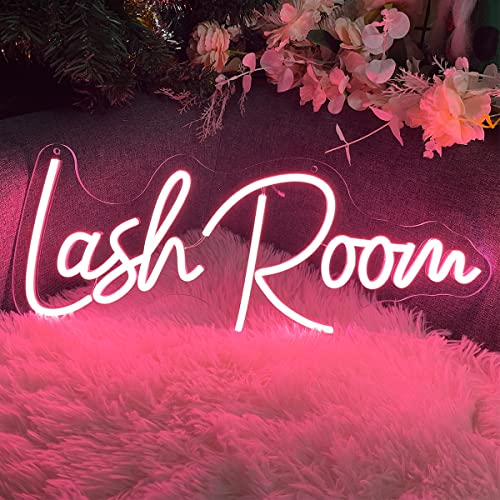 Image of Lash Room Neon Sign For Spa Beauty Room Nail Brows Lashed Salon Studio LED Wall Art Decor For Business Stores Logo Barber Shops Led Word Indoor Custom Neon Lights 5V USB Powered Peach Pink 40x14.55cm