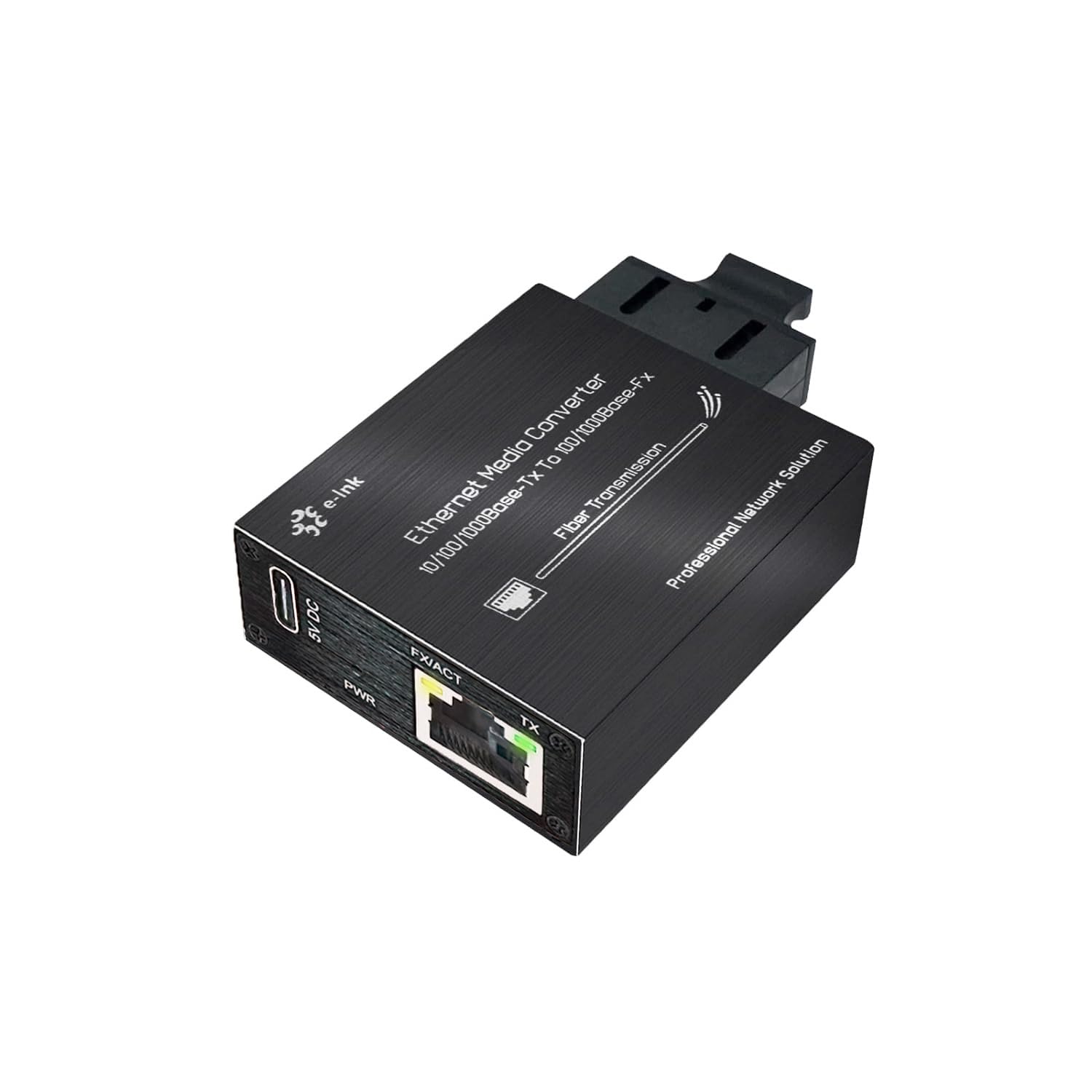 Ultra Small Gigabit Fiber Media Converter, Duplex SC Single Mode 20km SM 1310nm, USB-C Power Port