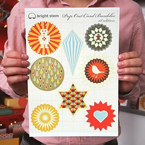 bright stem Christmas Baubles - 48 Pop Out Decorations on (6) A4 Sheets Cover