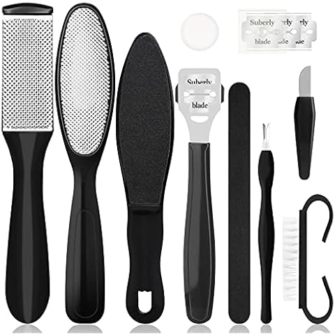 Sularpek Pedicure Sets for Feet, 10 in 1 Foot File Callus Remover, Foot Files for Hard Skin, Stainless Steel Foot File Clean Foot Dead Skin Tool Kit Foot Care for Women Men Home Salon Cover