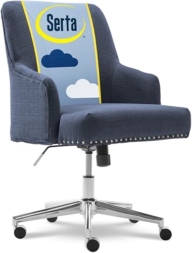 Serta Style Leighton - Silla de oficina en casa tela de sarga azul santuario