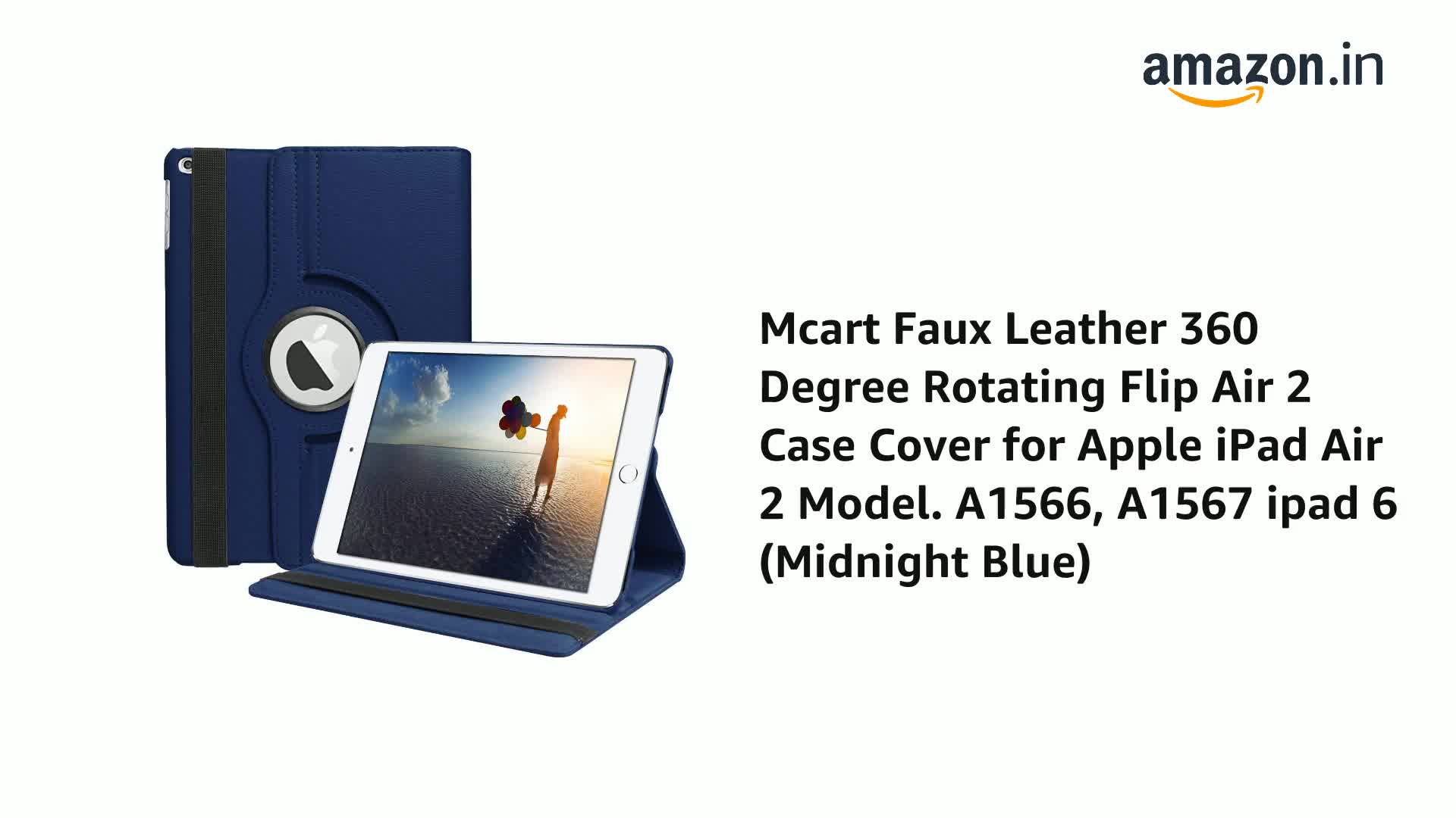 Mcart Faux Leather 360 Degree Rotating Flip Air 2 Case Cover for