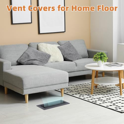 Image of Floor Register 4 x 10-8 Pack Gray Floor Vents, Heavy-Duty Steel Adjustable Airflow Floor Vent Covers, Rust-Resistant Vent Cover are Suitable for Living Room, Bedroom and Bathroom