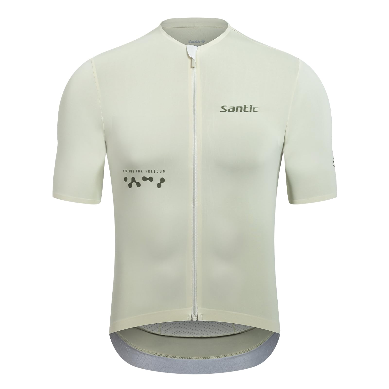Santic Herren-Fahrradtrikot, kurzärmelig, mit durchgehendem Reißverschluss, UPF 50+, Fahrradtrikot mit Taschen