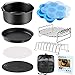 8"Universal Heißluftfritteuse Zubehör, 9-teiliges Set Airfryer XL Zubehör mit Deutschen Rezepten Passend für COSORI Ninja Princess Philips Tefal 4.2L-5.5L Luftfritteuse, BPA-frei Spülmaschinengeeignet