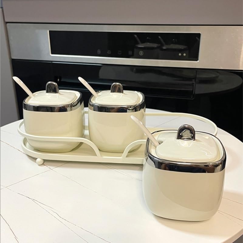 Ceramic Seasoning Container Household Kitchen Square Flavoring Jar