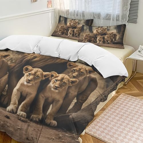 Parure lit lion housse de couette 200x200 microfibre coton 3D - 5