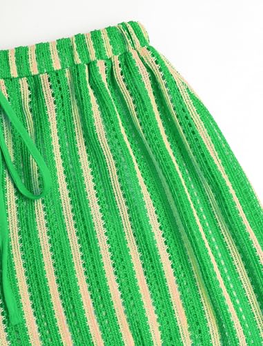 Image of ZAFUL Womens Beach Cover Up Pants Sexy Crochet Drawstring Elastic Boho Swimsuit Cover Up Long Pants Beach Wear