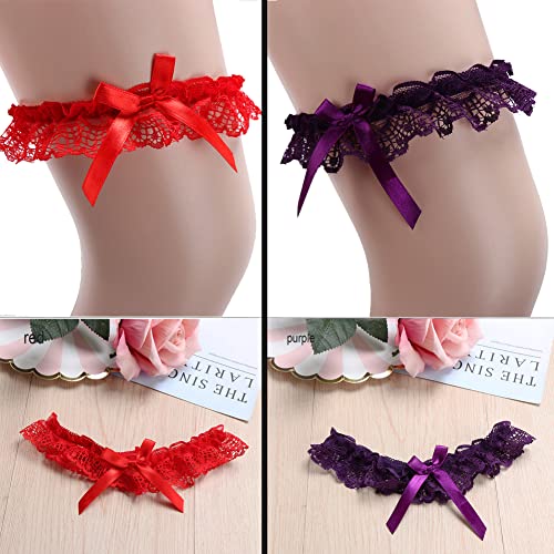 5 Pairs Lace Wedding Garter Bridal Lace Floral Bowknot Garter Ribbon Belt Leg Ring For Women Girls Favor With 1 Pairs Stocking Buckle #TOP2