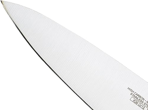 Vista 182 de Mercer Culinary Millennia Colors - Cuchillo Santoku, borde Granton de 7 pulgadas, color rojo