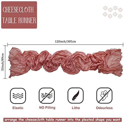 10 Pack Cheesecloth Gauze Table Runners 35 X 120 Inches Dusty Pink Boho Table Runner Farmhouse Style For Wedding, Bridal And Baby Shower, Wedding Drapery, Birthday Party, Dinning Table Decor #TOP1