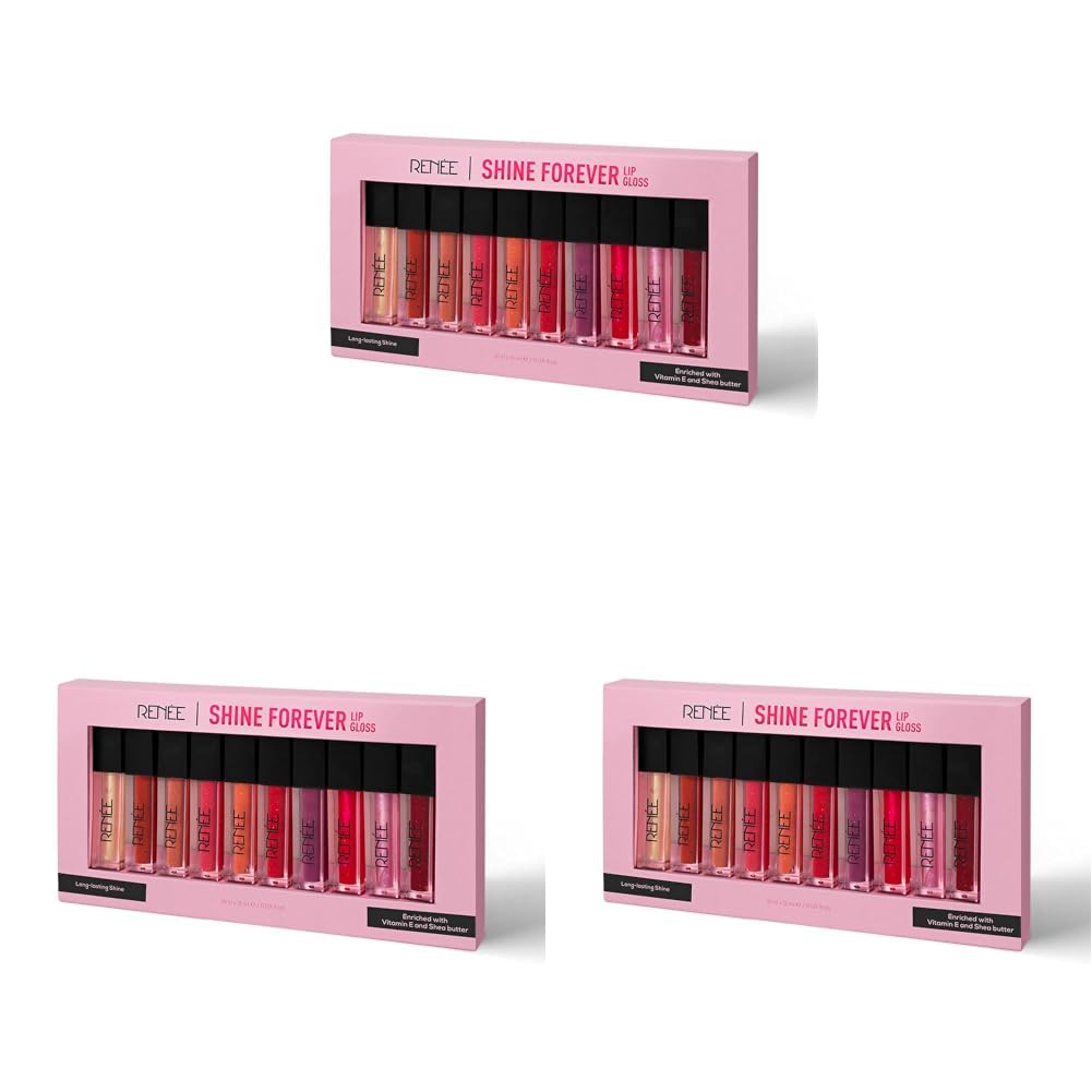 RENEE Shine Forever Lip Gloss Combo of 10 l Non-Sticky, Hydrating, Nourishing l Long-lasting, Smooth, Moisturizing Effect l Shea Butter & Vitamin E Infused l Travel Friendly l Ideal Gifting-image-39
