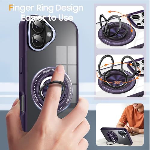 Image of KARWAN️360 Degree Stand with Mag-Safe Case with N52 Strong Magnets Mag-Safe Phone case Cover for iPhone 16 || Mobile Back Cover for iPhone 16 || Purple