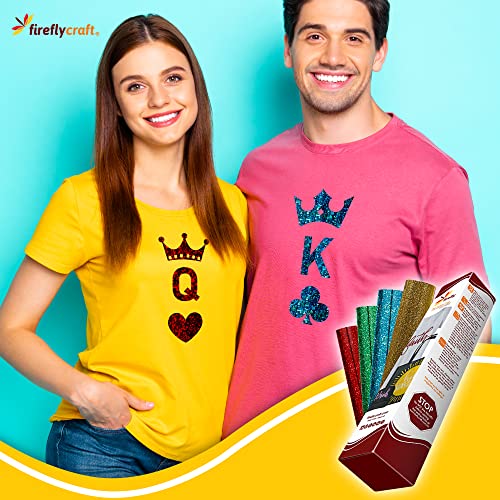 Firefly Craft Glitter Rose Gold - Heat Transfer Vinyl - Iron On Fabric Sheets For Shirt Transfers - Htv Vinyl For Cricut - Heat Press Vinyl - Single Colors Or Bundle Multipack- 1 Piece (12" X 20") #TOP4