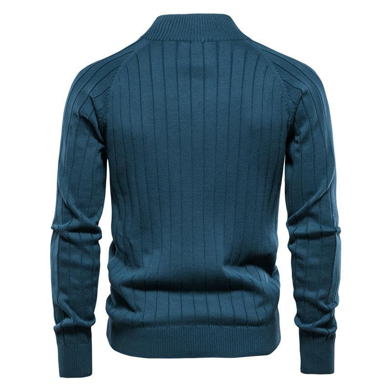 Suéter de punto jacquard de alta densidad con solapa exclusiva y cuello alto elegante 2