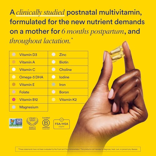 Image of Ritual Postnatal Multivitamin for Women - Key Essential Vitamins and Minerals to Support Mom and Baby Postpartum and Throughout Lactation* - Choline, Omega-3 DHA - Mint - 60 Capsules - 30 Servings