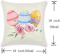 Vista 4 de Fundas de almohada de conejo de Pascua de 18 x 18 pulgadas, funda de almohada de huevo de Pascua, funda de almohada Hello Spring, funda de cojín