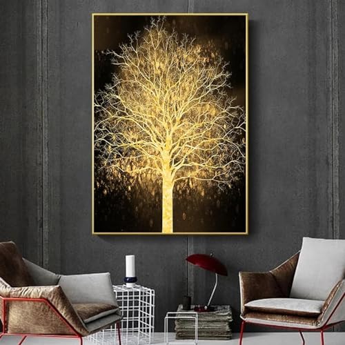 Toile art de luxe arbre doré 80x120 cm | Affiche murale abstraite