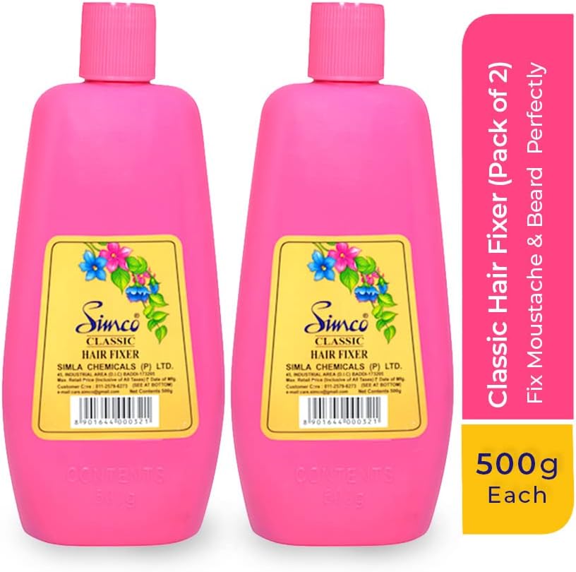 SIMCO Classic Hair Fixer Lotion, Combo Pack Of 2, (500G Each)|Fix Moustache & Beard With Extra Hold & Shine